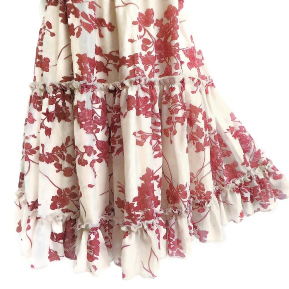 NEW Windsor Cottagecore Dress Lined Strapless Ruffle Full Tiered Taupe Rose M - Picture 3 of 6